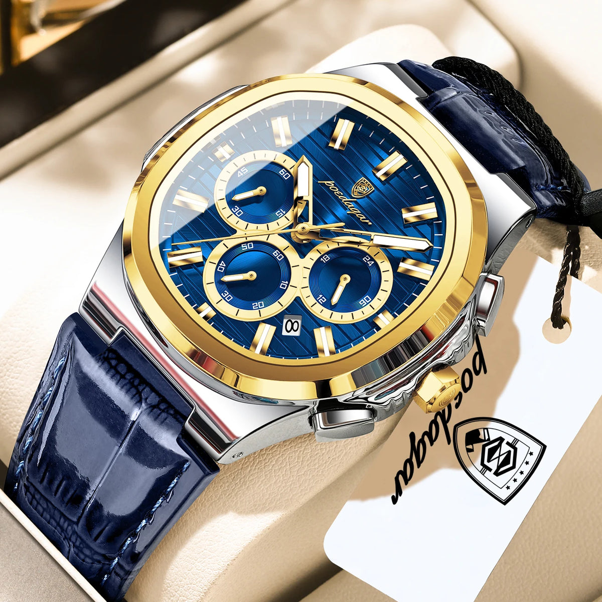 POEDAGAR Sports Top Men Watch Waterproof Luminous Date Chronograph Man Wristwatch Leather Casual Quartz Men’s Watches Male Reloj