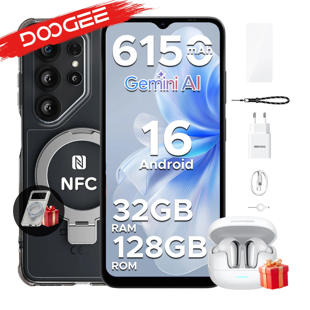 Smartphone Android DOOGEE Note56X Pro VIP Edition 16" Batería 6150 mAh 32 GB RAM (4 + 28) 128 GB ROM Compatible con Google Pay