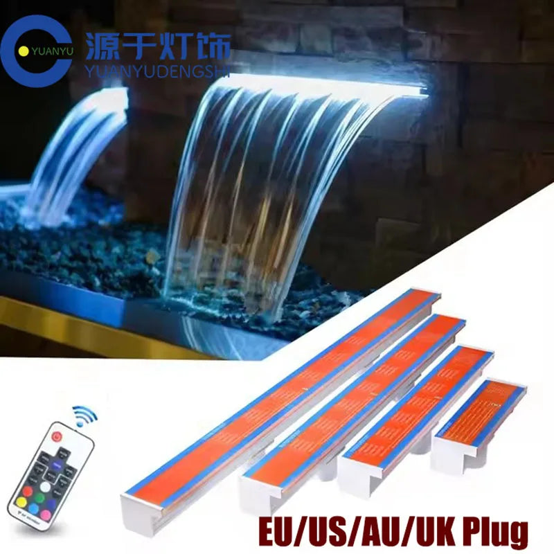 Cascada de agua acrílica, luz de 110V/220V, lámpara para piscina, colorida, colgante, para estanque de jardín, 30/60/90/120cm, paisaje de jardín
