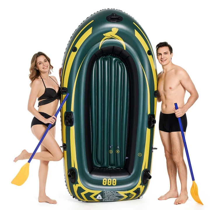 Bote de Pesca Inflable Resistente, Kayak Plegable de PVC Portátil con Remos de Aluminio y Bomba de Aire para Lago o Río