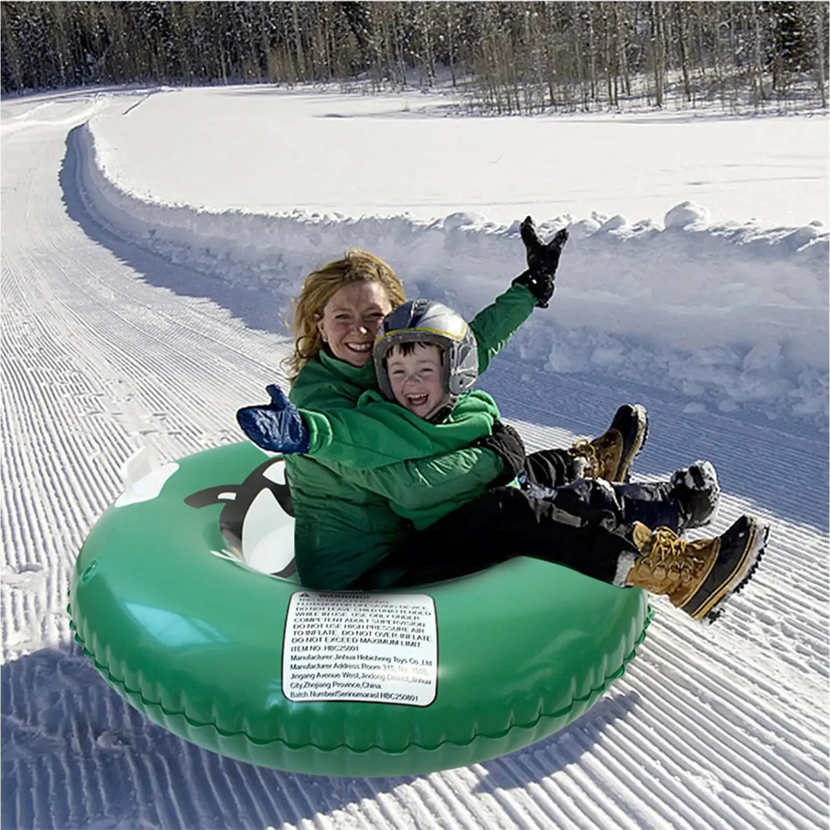 Tubo de Nieve Inflable, Trineo Reforzado con Asas, Equipo Deportivo de Invierno para Niños, Adultos y Actividades Familiares
