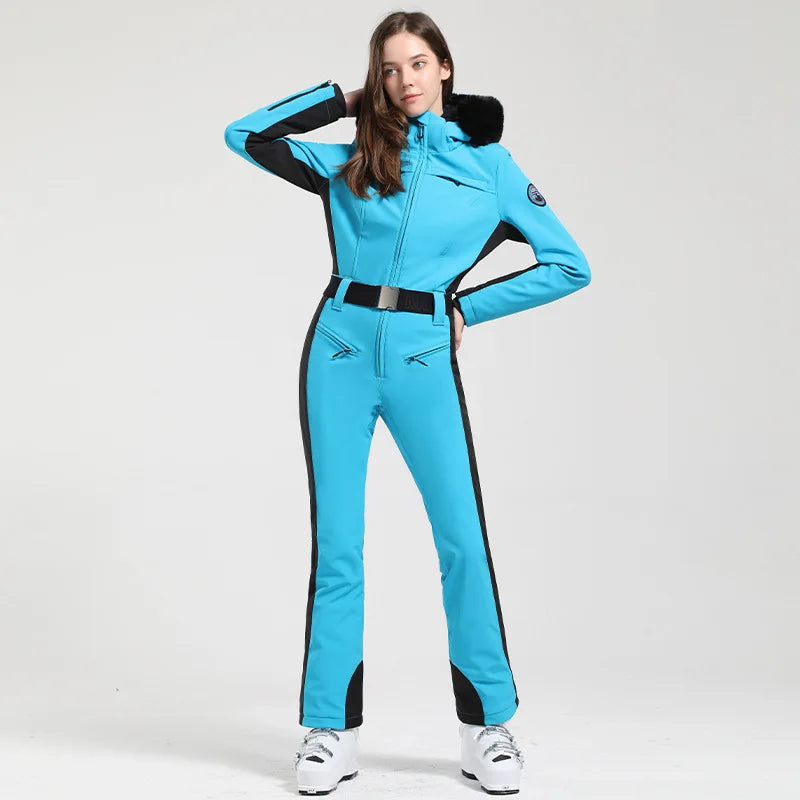 GSOU SNOW-traje de esquí de una pieza para mujer, mono grueso para Snowboard, monos deportivos al aire libre, impermeable, traje de esquí
