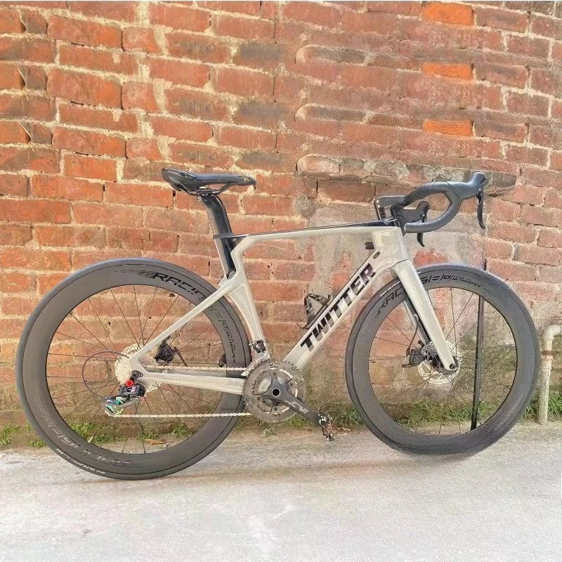 TWITTER R5pro 43.5-56cm Bicicleta de carretera de fibra de carbono T800 con transmisión electrónica EDS-TX7100 de 24 velocidades, bicicleta de carretera aerodinámica