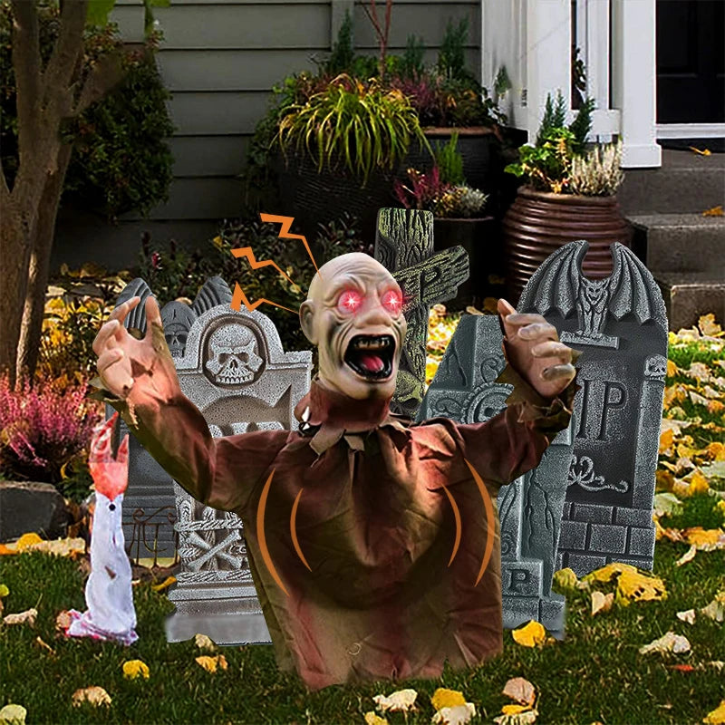 Decoración de Halloween de muñeca aterradora para insertar, fantasma oscilante grande, nueva decoración con control de voz, accesorios de miedo para jardín, hogar y exteriores
