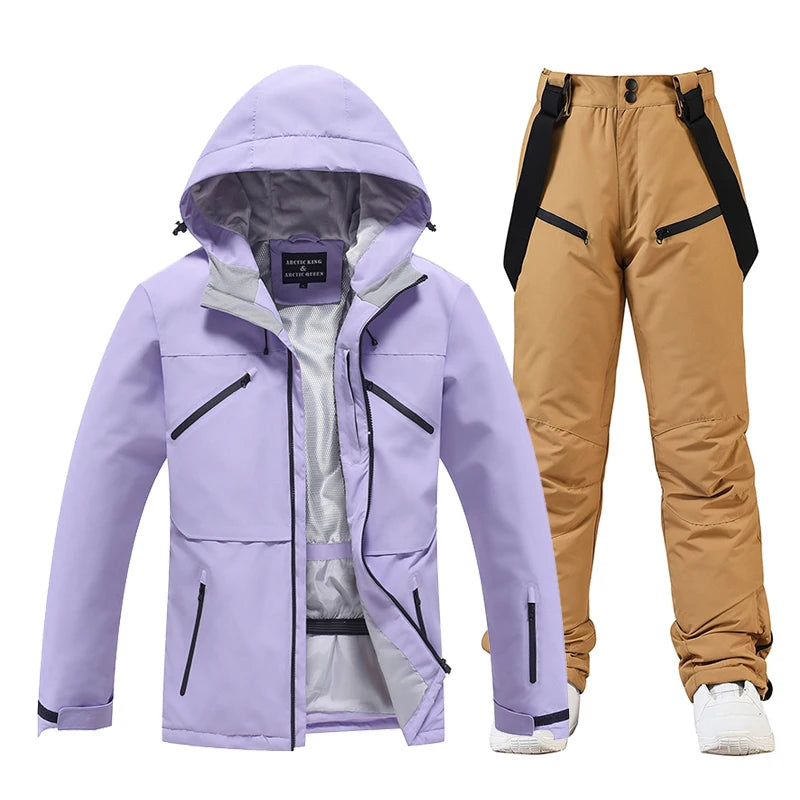 Conjunto de traje de esquí impermeable para hombre y mujer, traje de nieve, conjunto de chaqueta y pantalón de esquí, ropa de exterior, snowboard, en general
