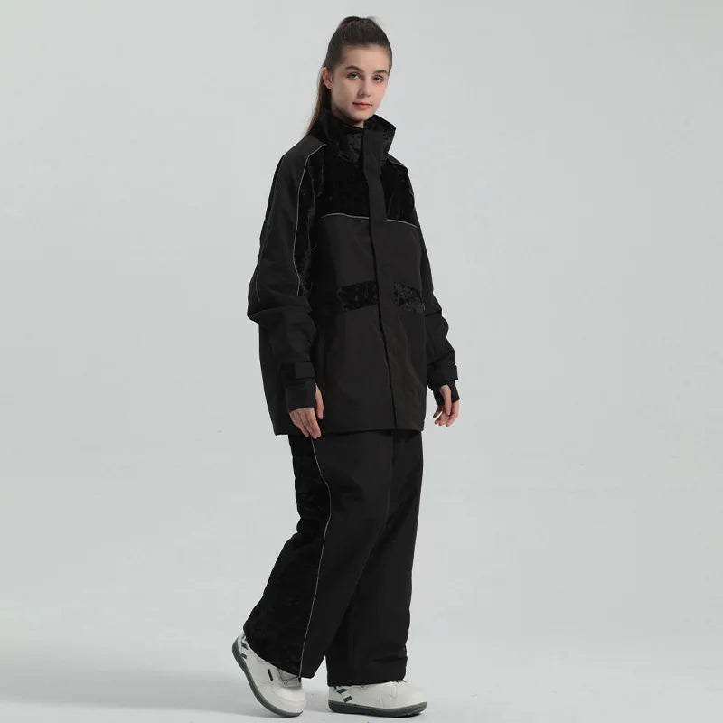Nuevo traje de esquí para hombre y mujer, Color sólido, invierno, exterior, resistente al viento, impermeable, cremallera, traje de esquí deportivo cálido