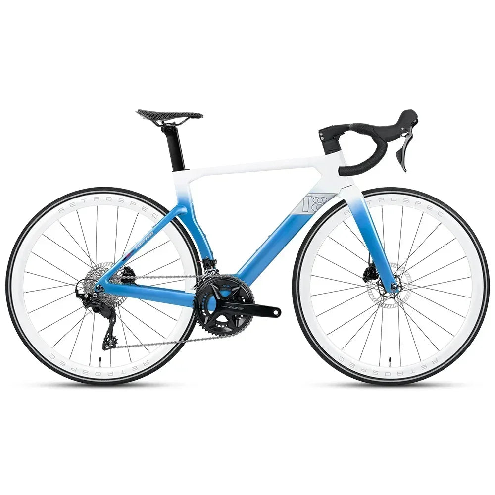 Bicicleta de carretera TWITTER T8pro 105 Kit R7120-24 velocidades, cableado interno, frenos de disco hidráulicos R7070, bicicleta aerodinámica de fibra de carbono T800
