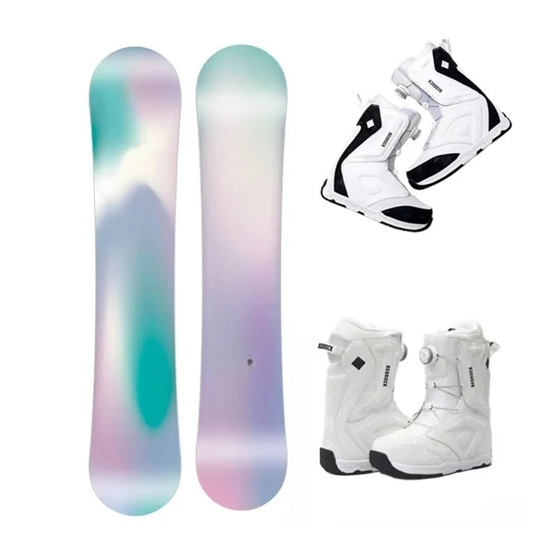 Kit de Snowboard All Mountain con Botas, Núcleo de Álamo con Fibra de Carbono, Set de Freestyle y Carving para Adultos