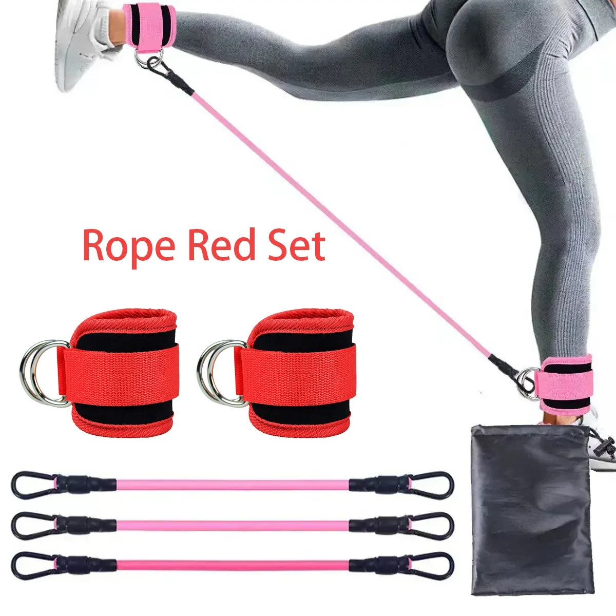 Juego de Bandas de Resistencia con Correas para Tobillos, Equipo de Ejercicio, Pesas para Tobillos, Banda Elástica de Yoga para Gimnasio, para Hombre y Mujer