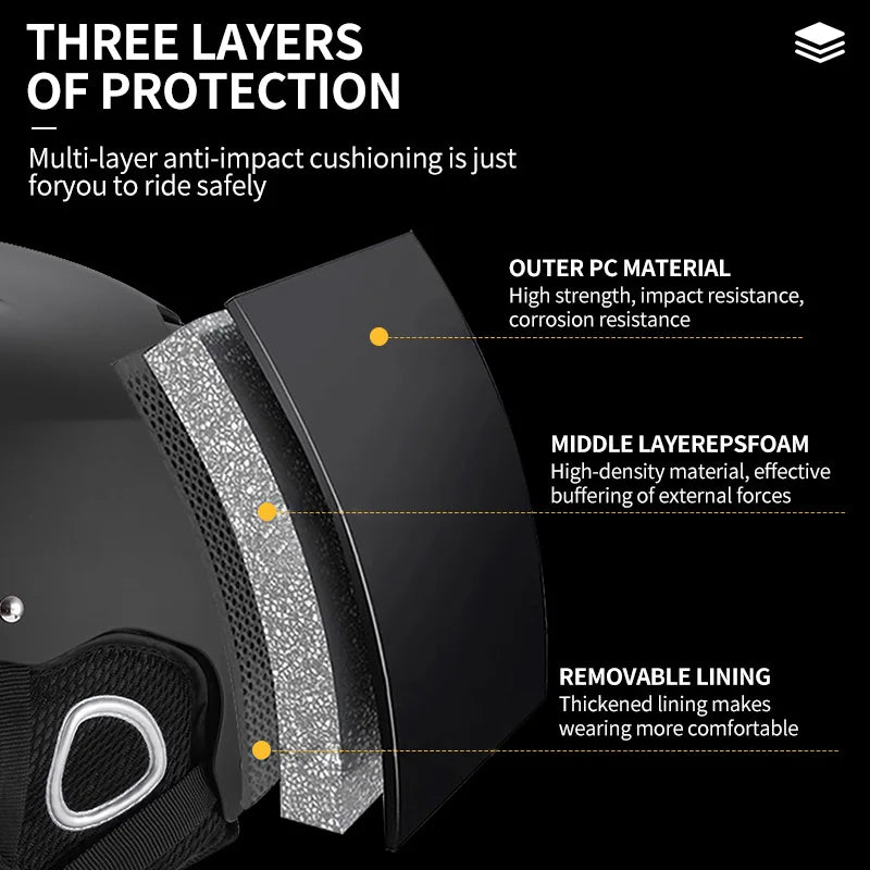 Casco de esquí Horntour para hombre y mujer, con lentes de nieve integradas, equipo de seguridad para esquí en exteriores, ideal para mantenerse abrigado.