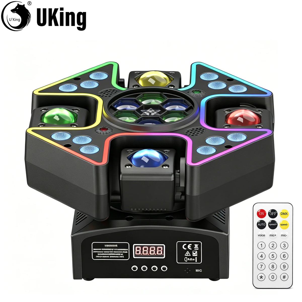 U'King 100W 4-Arm Beam Moving Head DJ Light RGBW Honeycomb Eye Rotation Stage Lights DMX Party Light For Bar KTV Home Theater