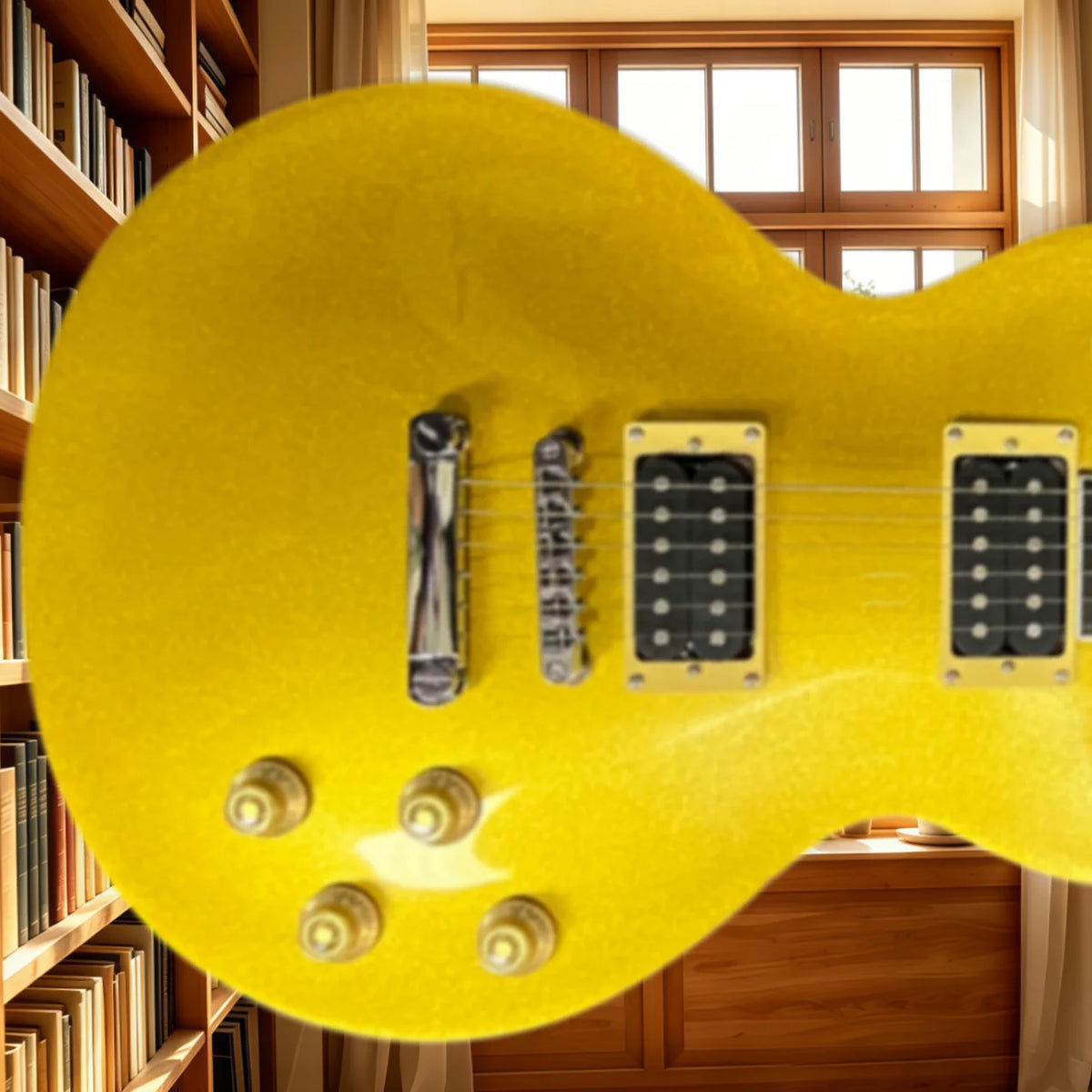 Guitarra de rock alemana para principiantes, lista para enviar, con puente fijo, acabado dorado, mástil de palisandro, pastillas HH, instrumento de cuerda de nivel básico para aficionados a la música.
