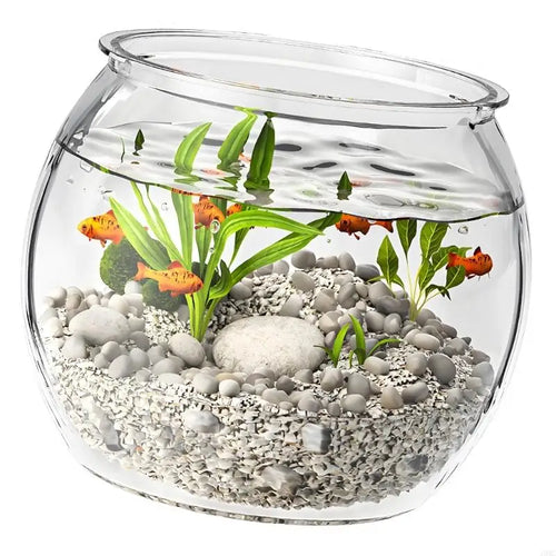 Acuario redondo para peces y tortugas, centro de mesa fácil de limpiar, pecera de escritorio J0MC