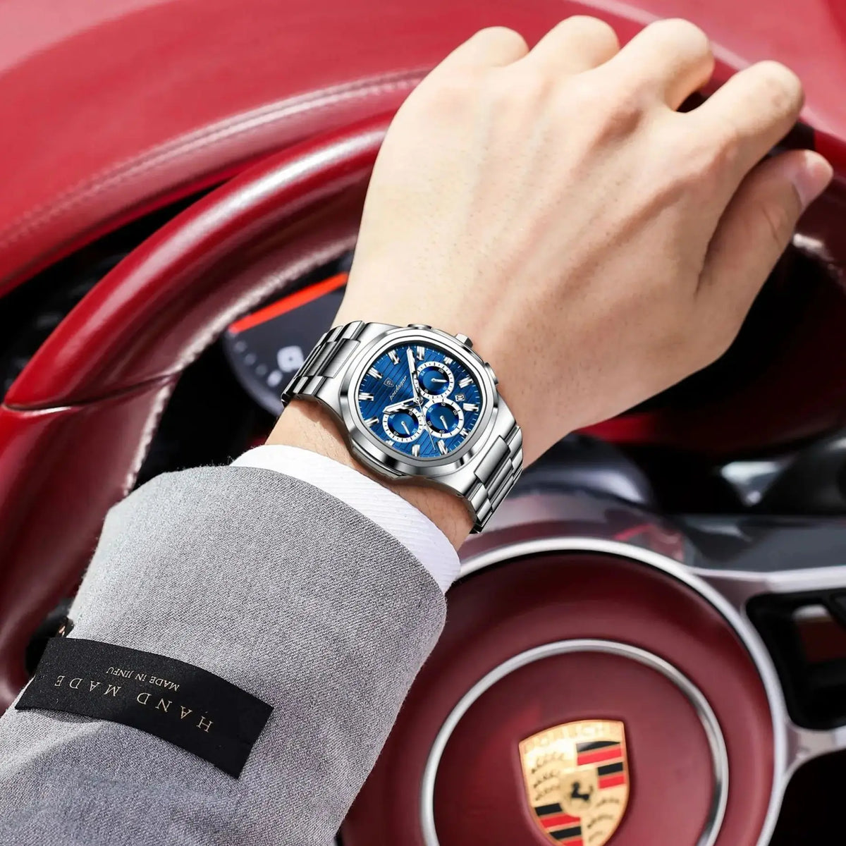 POEDAGAR Reloj de Pulsera de Negocios para Hombre, Fecha, Cronógrafo, Impermeable, Luminoso, Reloj de Lujo para Hombre, Relojes de Cuarzo de Acero Inoxidable para Hombre
