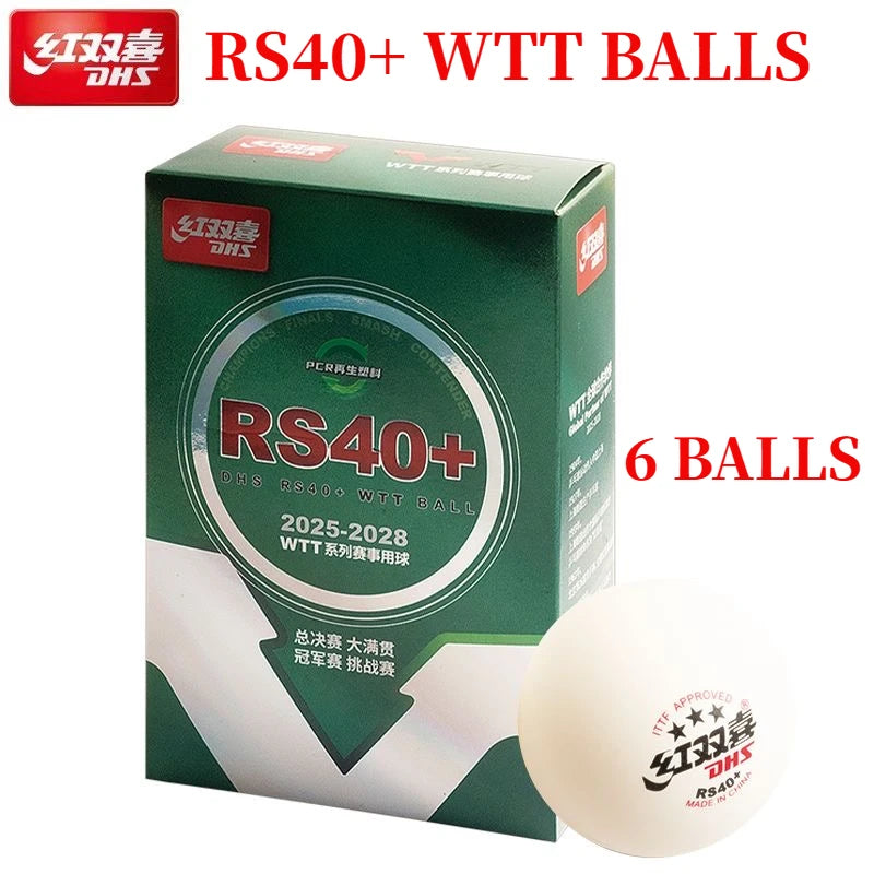 Pelotas de Tenis de Mesa DHS Originales, 6/10 Piezas/Caja, Nuevo Material RS40+, Pelota de Ping Pong 2025WTT, Pelotas de Tenis de Mesa de Competición, Pelotas DHS