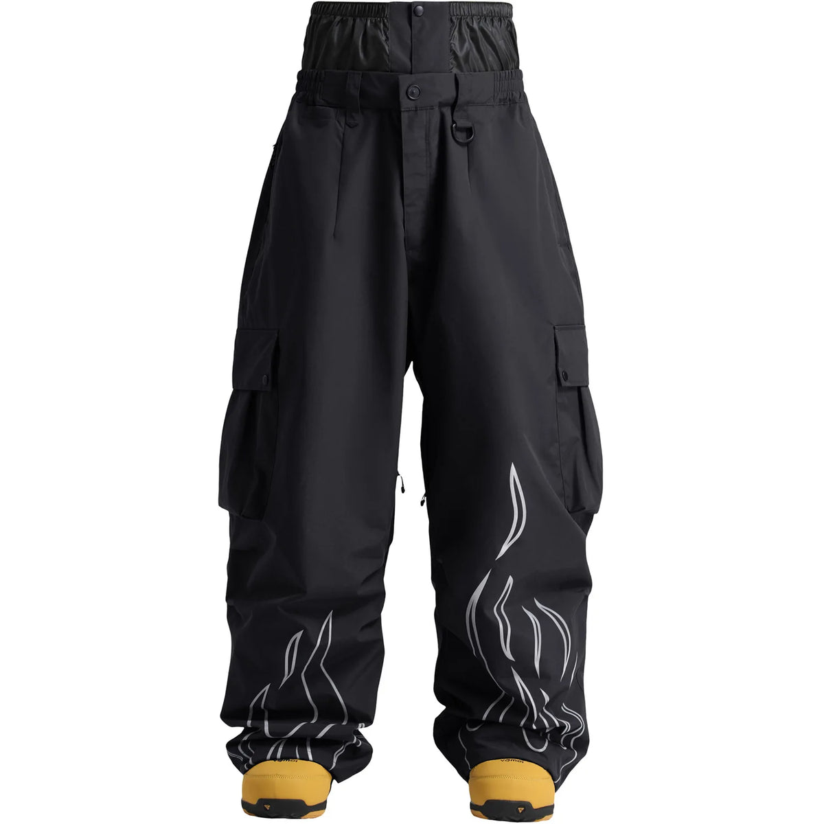 Nuevo GSOU SNOW reflectante llama gráfico hombres holgados Snowboard pantalones de invierno mujeres nieve impermeable Cargo snowboard pantalones de esquí