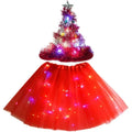 Rojo verde chica mujeres adultas resplandeciente luz LED tutú falda árbol sombrero elfo fiesta disfraz regalo de cumpleaños boda Festival Navidad
