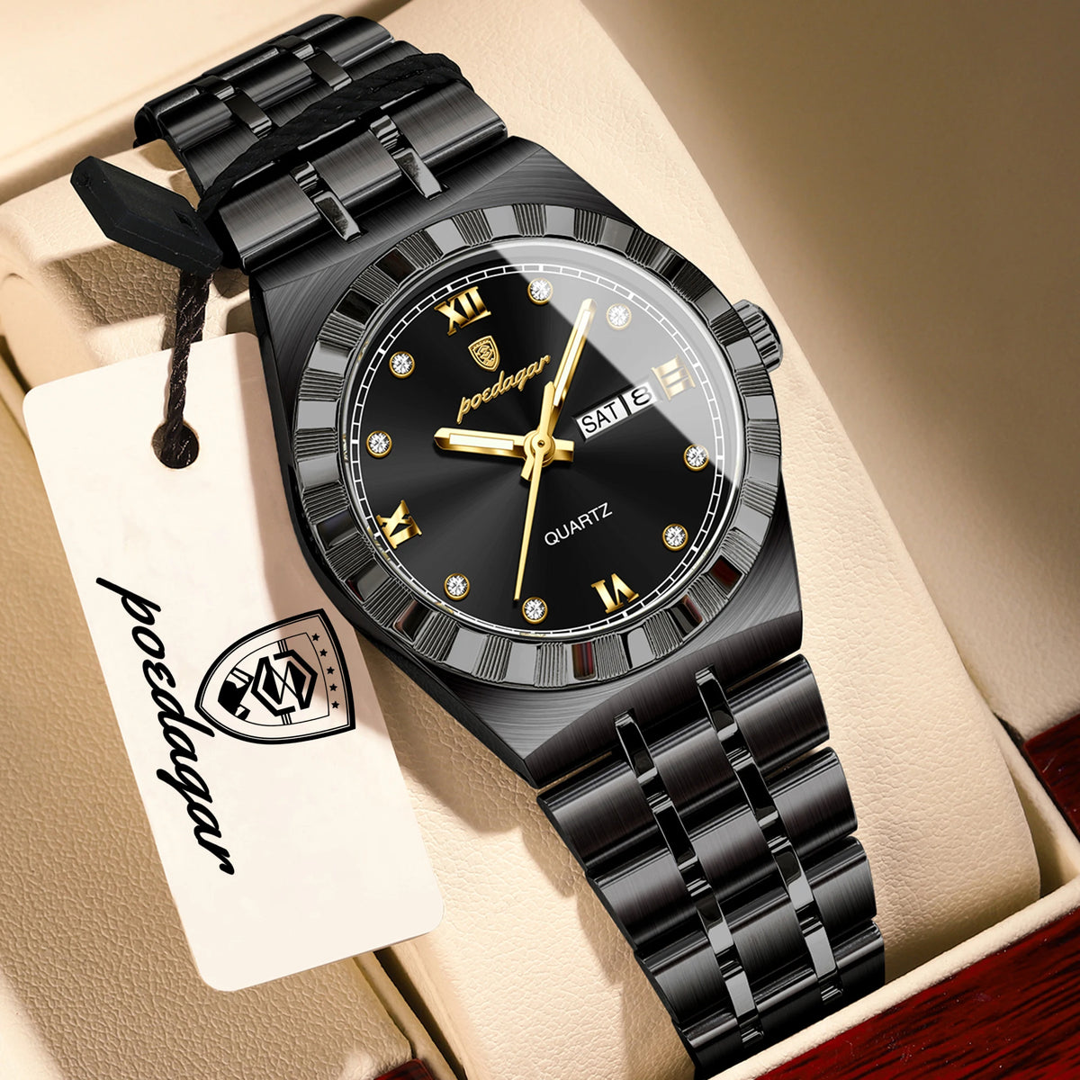 Reloj original y elegante para mujer POEDAGAR, luminoso, resistente al agua, con fecha y día de la semana, reloj de cuarzo para mujer de acero inoxidable a la moda