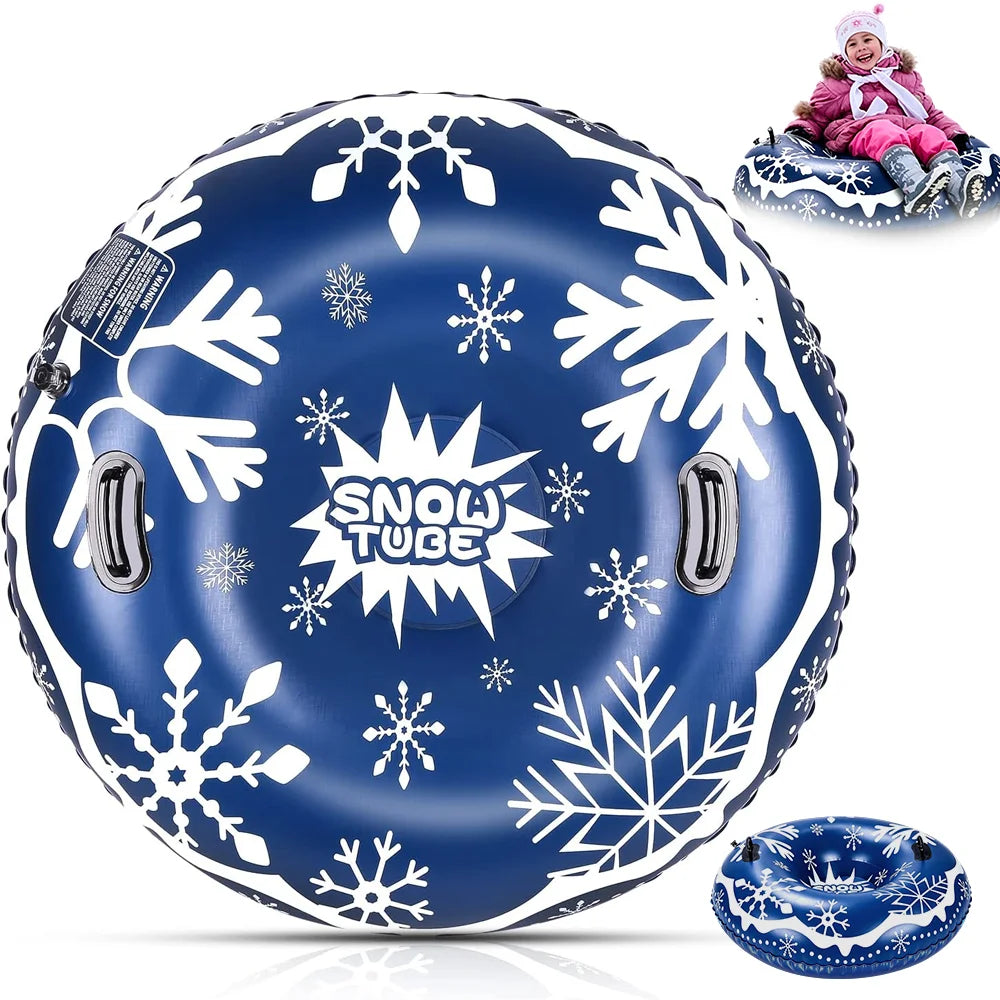 Tubo de trineo de nieve inflable de PVC de 120 cm, con asas cómodas y resistente al desgaste, ideal para trinear en invierno, flotar en el agua y practicar deportes al aire libre.