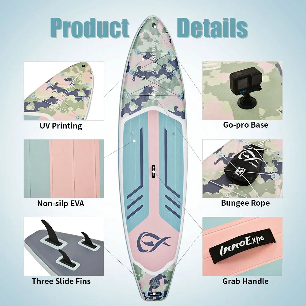 InnoExpo Tabla de Paddle Surf Inflable de 320-350 cm, Tabla de Surf, Tabla de SUP, Antideslizante, para Deportes Acuáticos, Tabla de Paddle Surf ISUP