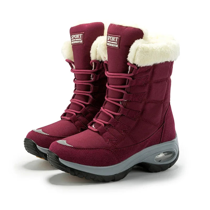 Botas De nieve cálidas De alta calidad Para Mujer, botines cómodos con cordones, impermeables, para senderismo al aire libre, Invierno 2024