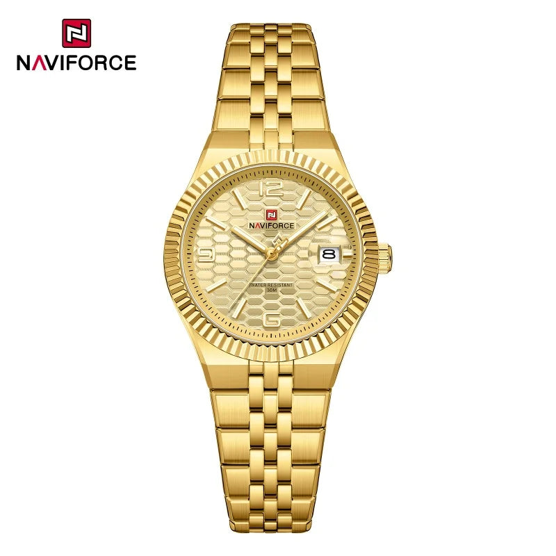 Reloj de mujer NAVIFORCE NF5079 de cuarzo, deportivo, resistente al agua, de alta calidad, con correa de acero, romántico, para dama