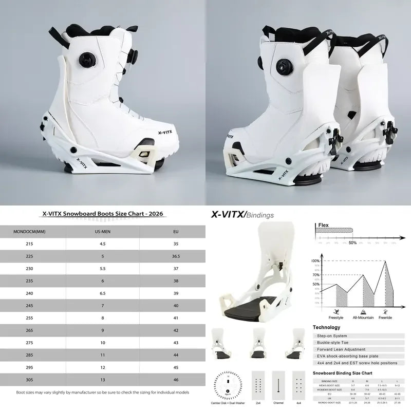 Conjunto/Paquete de Fijaciones y Botas para Snowboard X-VITX