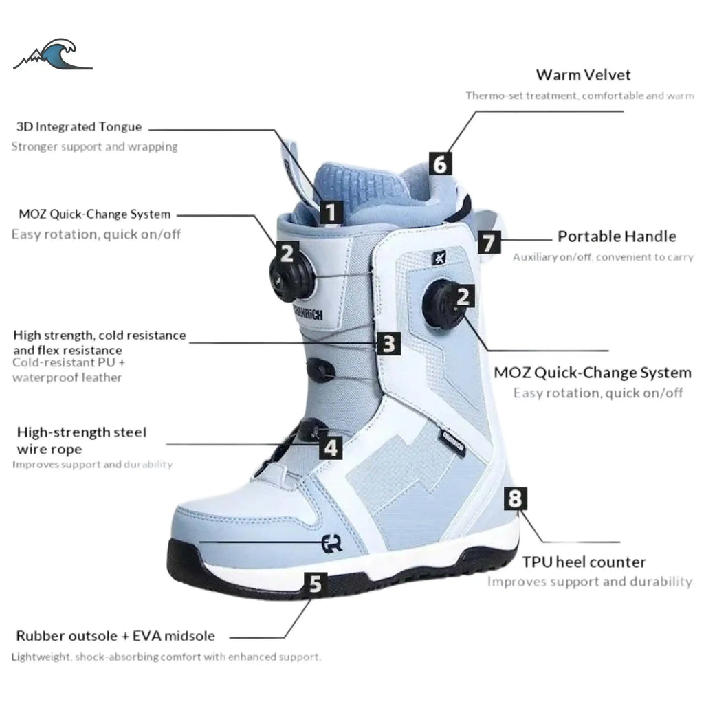 Botas de Snowboard Freestyle Impermeables, Resistentes al Viento y al Frío, Transpirables y Ligeras para Sistema de Invierno y Todas las Temporadas
