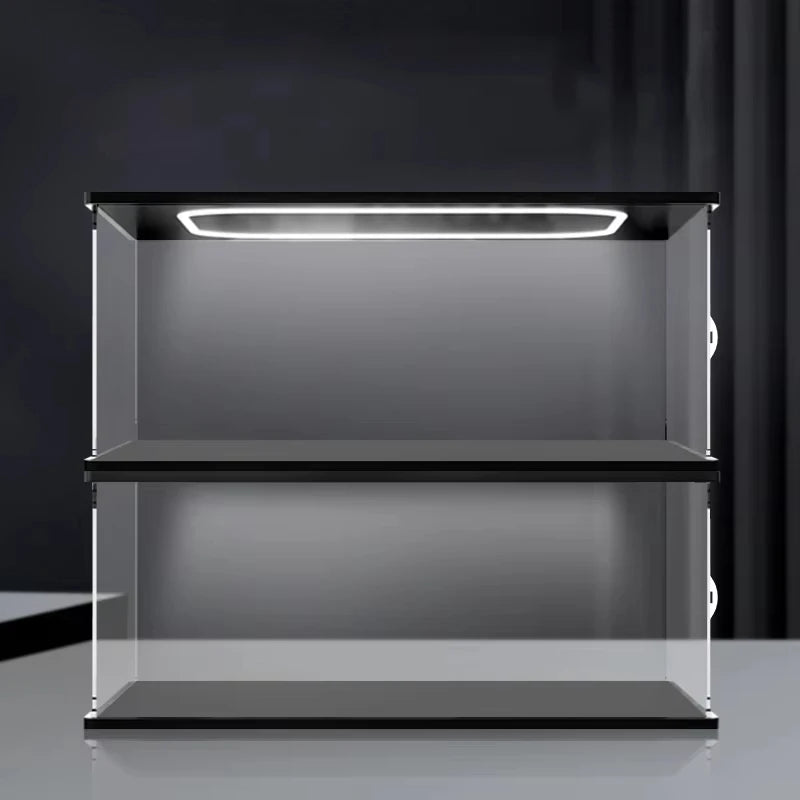 Vitrina de acrílico transparente premium con luz empotrada, varios tamaños disponibles, compatible con minifiguras de Lego y figuras de acción