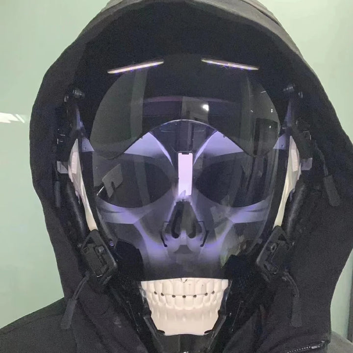 Máscara de casco nuevo Cyberpunk Samurai Robot Tech Shinobi especial Punk Techwear con luz Led máscara de Cosplay juguete niños regalo de Halloween ﻿