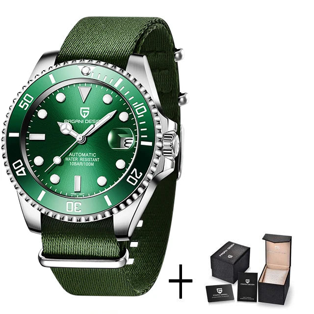 Reloj automático de lujo para hombre PAGANI DESIGN, reloj de pulsera mecánico de buceo con cristal de zafiro, reloj de negocios de acero inoxidable para hombre