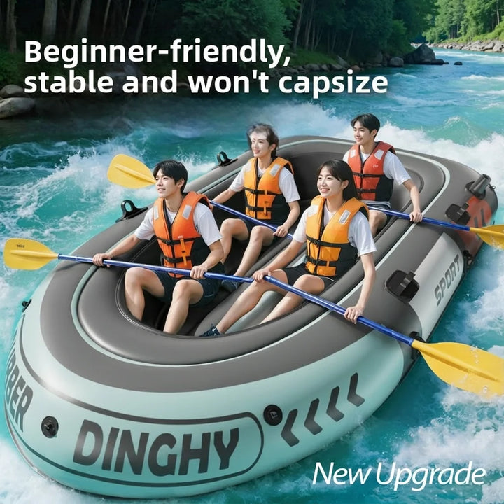 Kayak Inflable para Dos Personas, Bote de Pesca de PVC Reforzado, Plataforma Elevada, Resistente al Desgaste, Portátil, para Deportes Acuáticos al Aire Libre