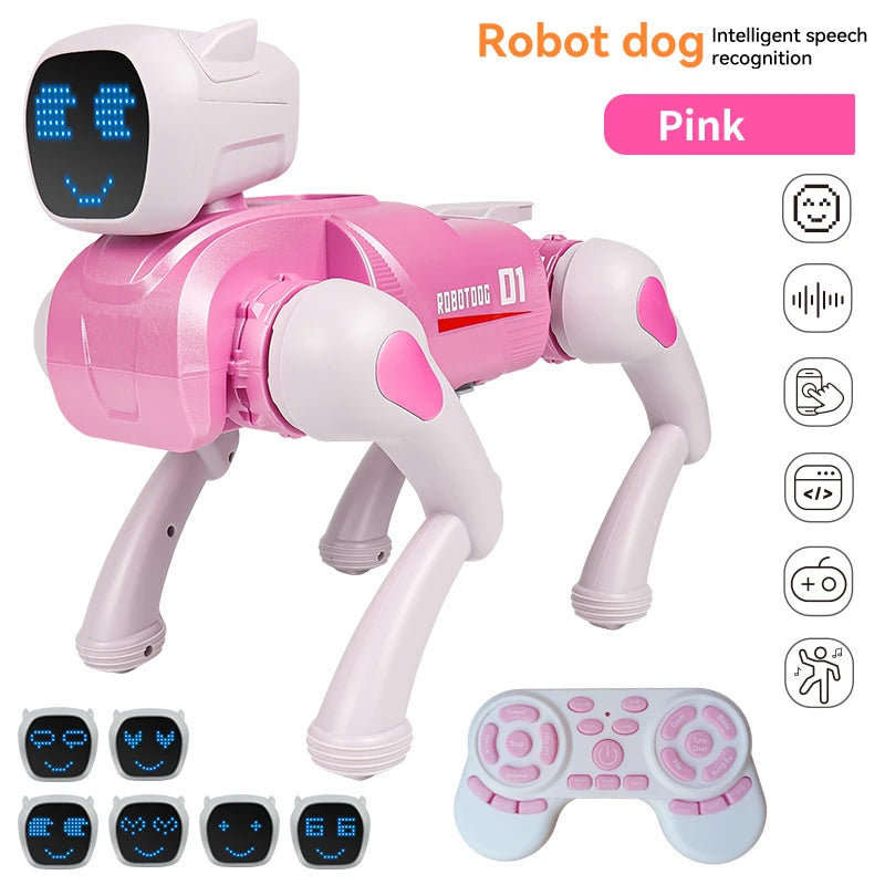 Perro robot inteligente, juguete de compañía con IA, comandos de voz, 20 tipos de programación de acciones, canta y cuenta historias, regalo para niños