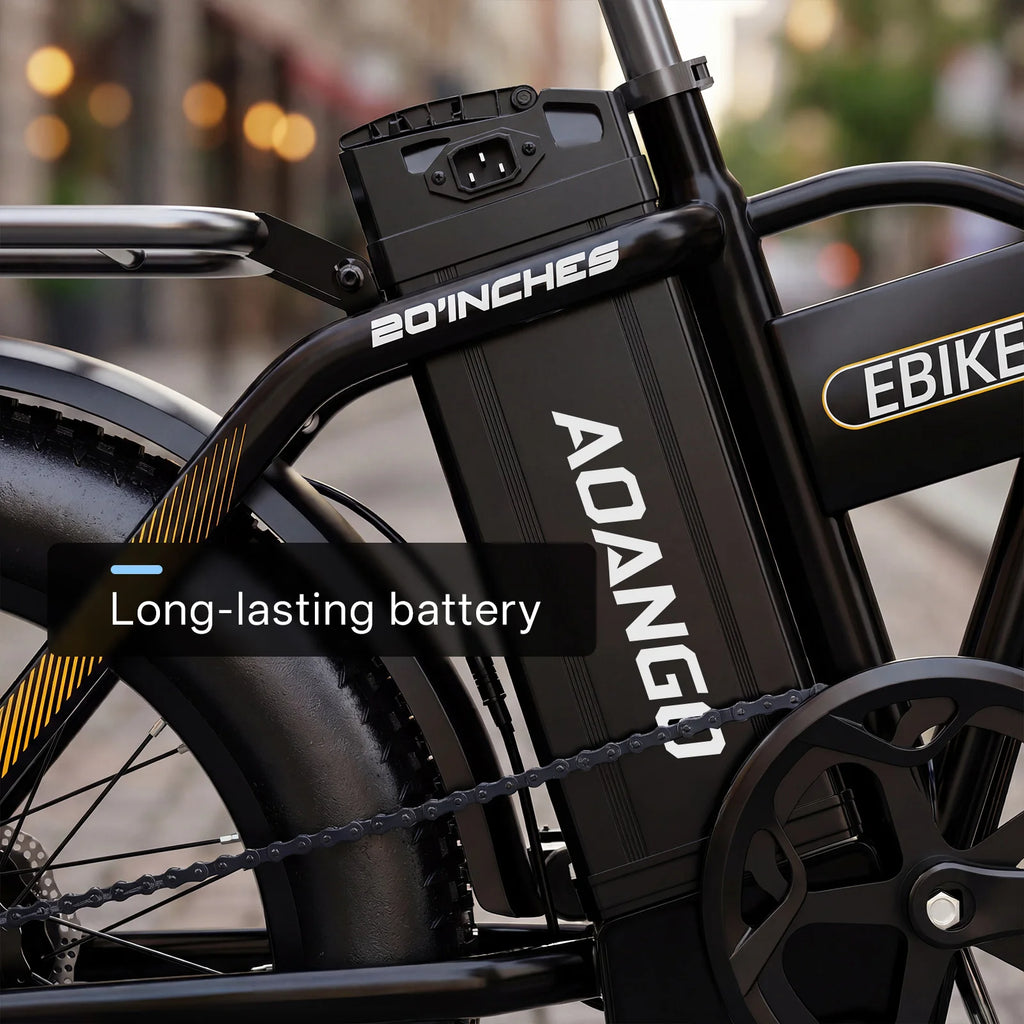 Electric Bike 20 Inch Fat Tire, 48V 50Ah Removable Battery, 7‑Speed E‑Bicycle, Disc Brakes, 240KM Long Range, Adult E‑Bike Aoango F6