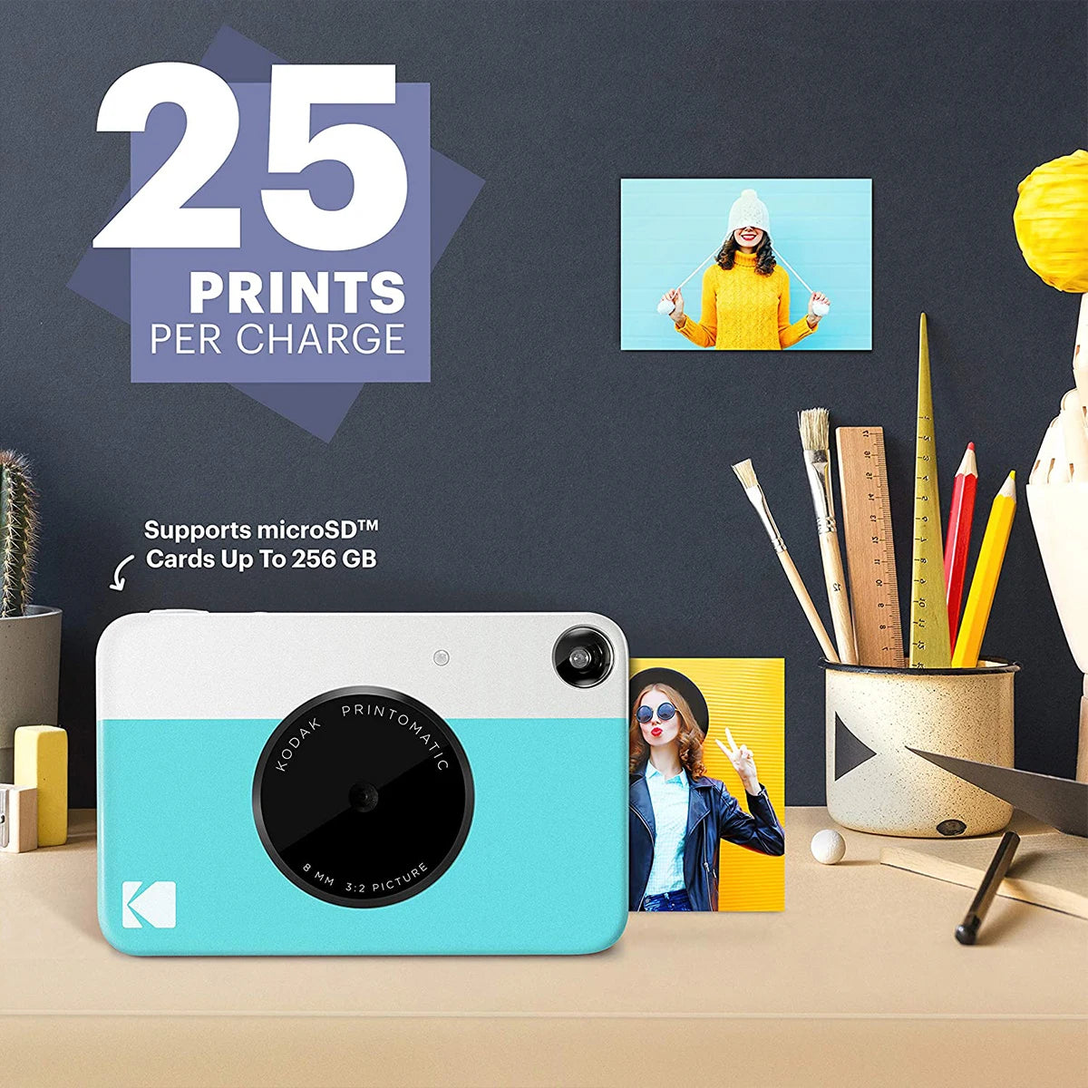 KODAK Printomatic nueva cámara de impresión instantánea Digital ZINK impresión sin tinta Color papel fotográfico impresión Flash + juego de 40 películas