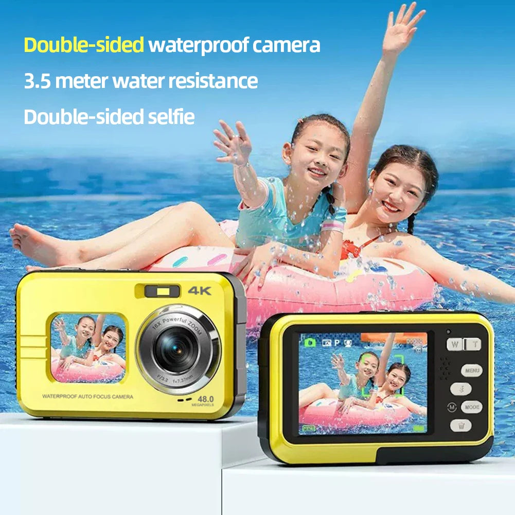 Cámara de vídeo de 2,7 pulgadas, 48 MP, resistente al agua, cámara de alta definición 2,7 K, pantalla Dual, Zoom 16X para deportes al aire libre, cámara Digital de buceo