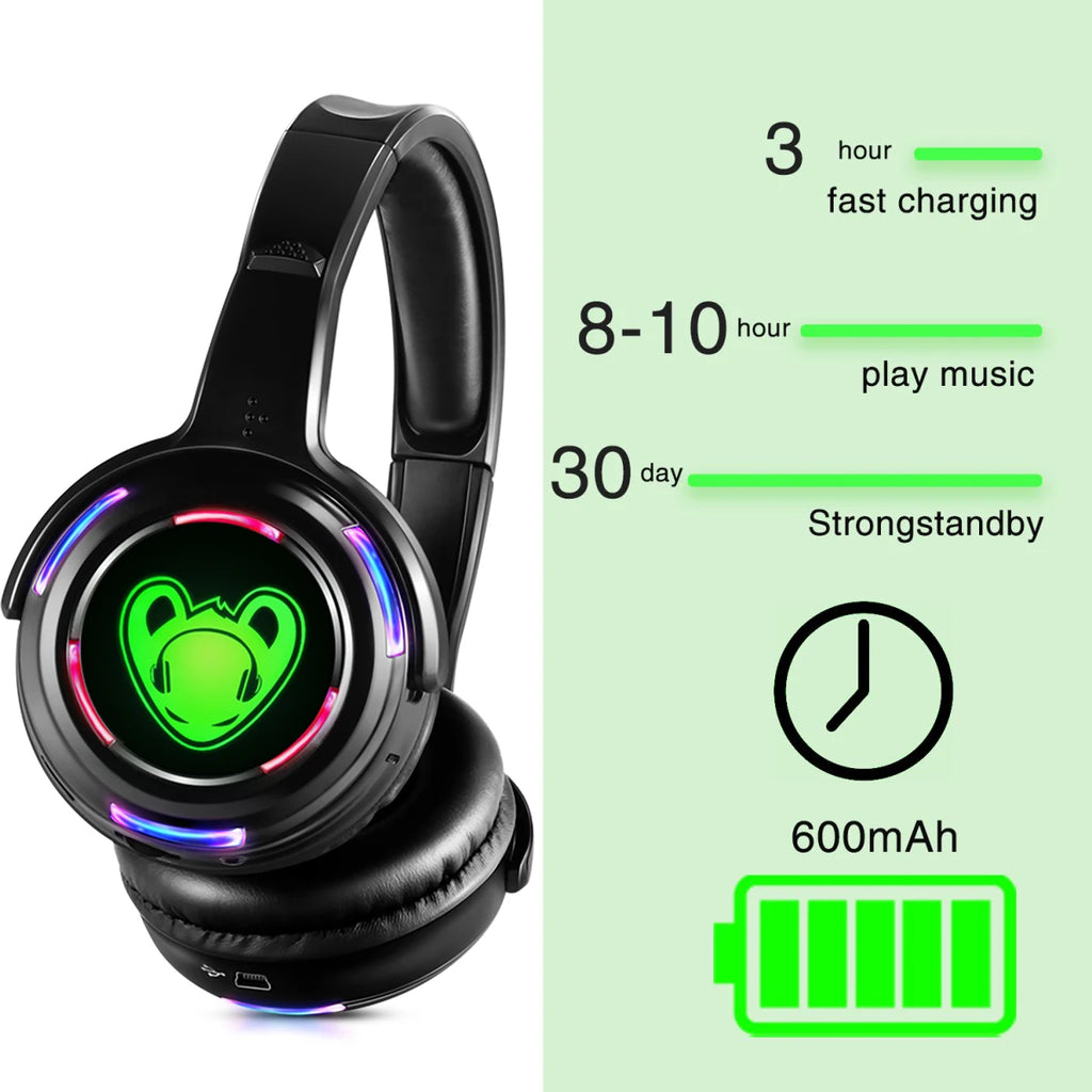 El mejor sistema de auriculares para discoteca silencioso, auriculares LED intermitentes con transmisor de 3 canales y 500M, inalámbrico RF para iPod, MP3, DJ y música