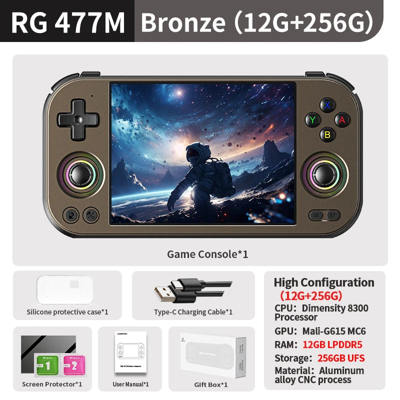 Consola de Juegos Retro Portátil Anbernic RG477M, Pantalla LTPS In-Cell de 4.7 Pulgadas y 1280*960, Android 14, Aluminio CNC, Batería de 5300 mAh, Reproductor de Juegos Portátil