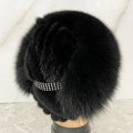 Sombrero de punto de piel de zorro de visón Natural con diamantes para mujer, gorros de invierno, gorro de nieve cálido para exteriores, elegante
