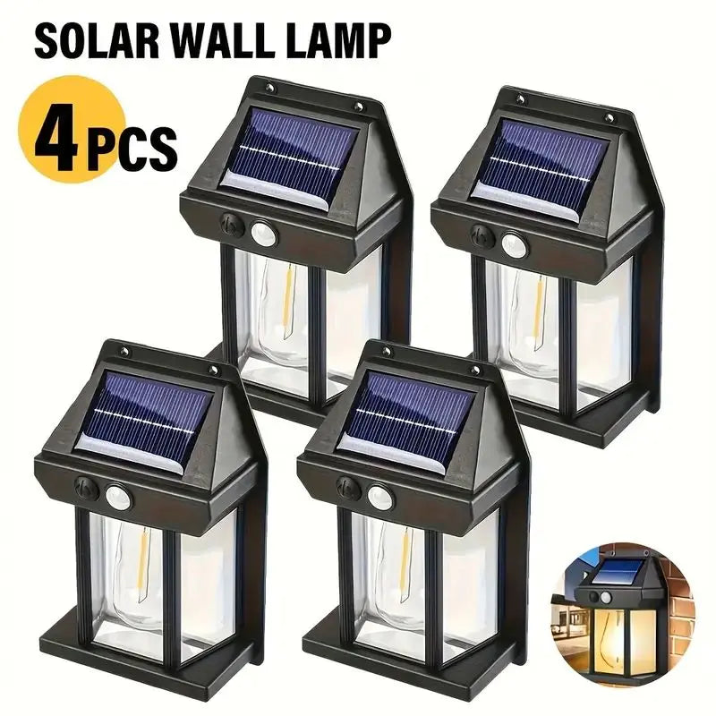 1/2/4/8 Apliques solares de pared, lámpara LED con sensor de movimiento IP44, montaje en pared adecuado para iluminación exterior de patios, porches y terrazas
