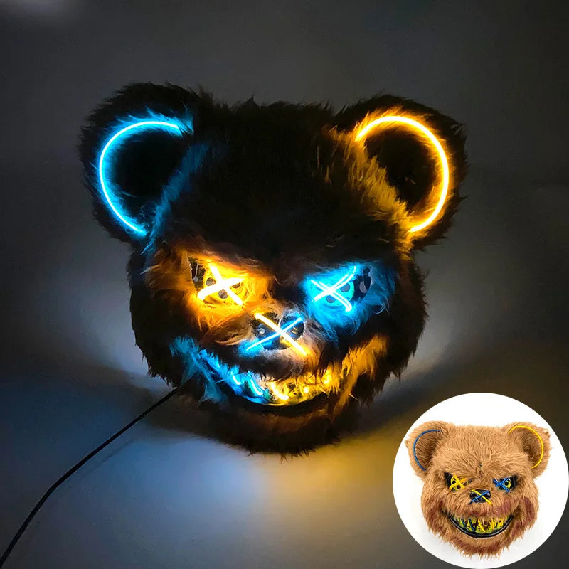 Máscara de Zorro Luminosa de Neón para Hombres, Máscaras de Disfraz Luminosas para Halloween, Brilla en la Oscuridad, Disfraz de Cosplay, Decoración para Fiestas de Disfraces
