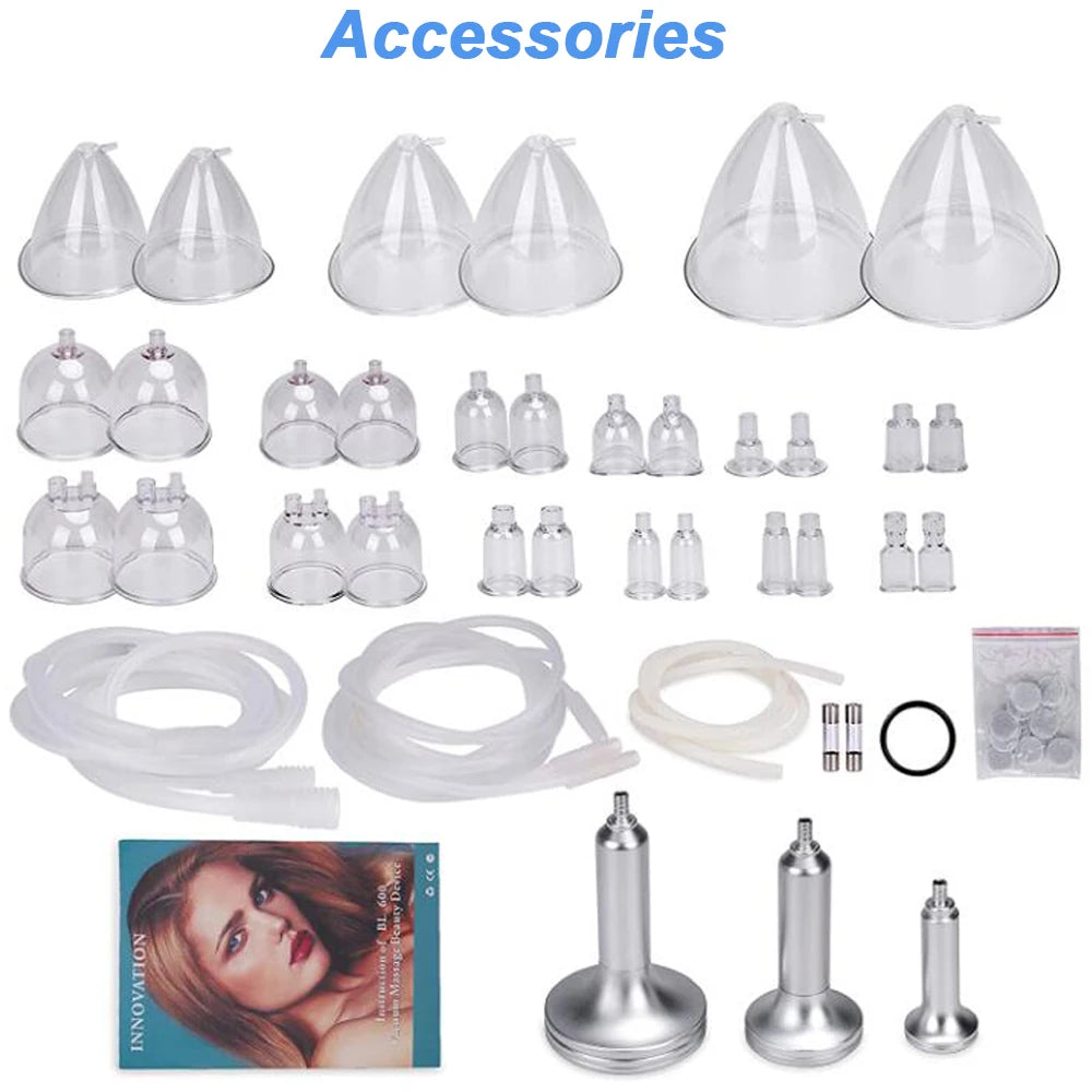 Máquina de terapia de masaje al vacío, bomba de agrandamiento, levantamiento de senos, moldeador de cuerpo, taza de masaje, equipo de belleza reafirmante y levantador