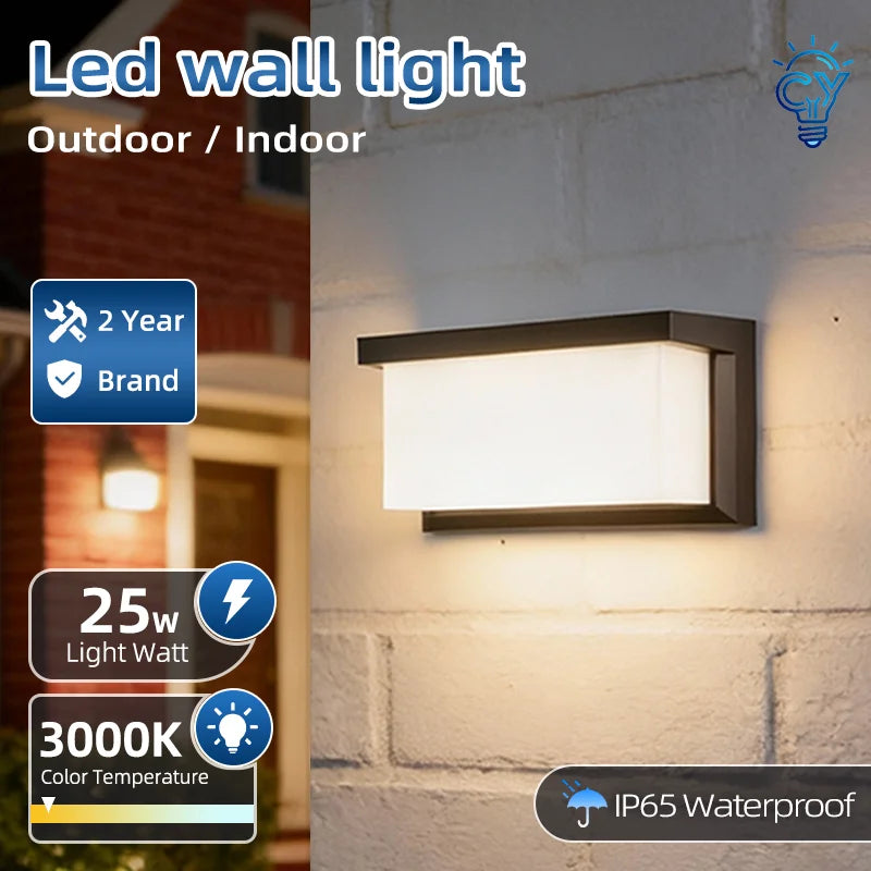 Aplique de pared LED para exteriores, lámpara de pared impermeable IP65, iluminación LED para exteriores, luces de porche para balcón, jardín, hogar y dormitorio, 85-220V