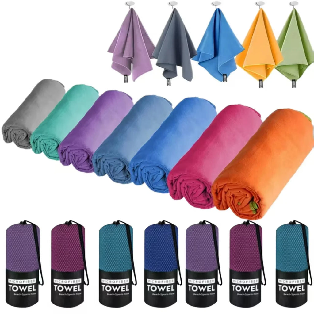 Toalla de Playa de Microfibra Ultraligera de Secado Rápido con Bolsillo, Toalla Deportiva Absorbente Portátil para Piscina, Gimnasio, Fitness, Yoga
