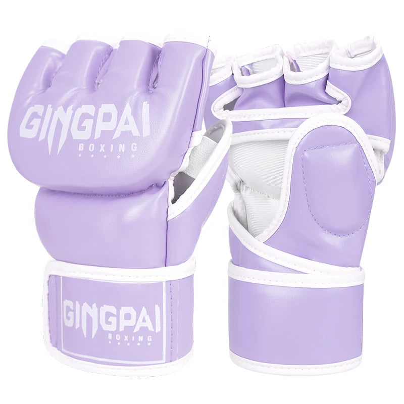 Nuevos guantes MMA de lucha de medio dedo, saco de boxeo de PU, guantes de boxeo de cuero PU de alta calidad, guantes de competición de media lucha MMA