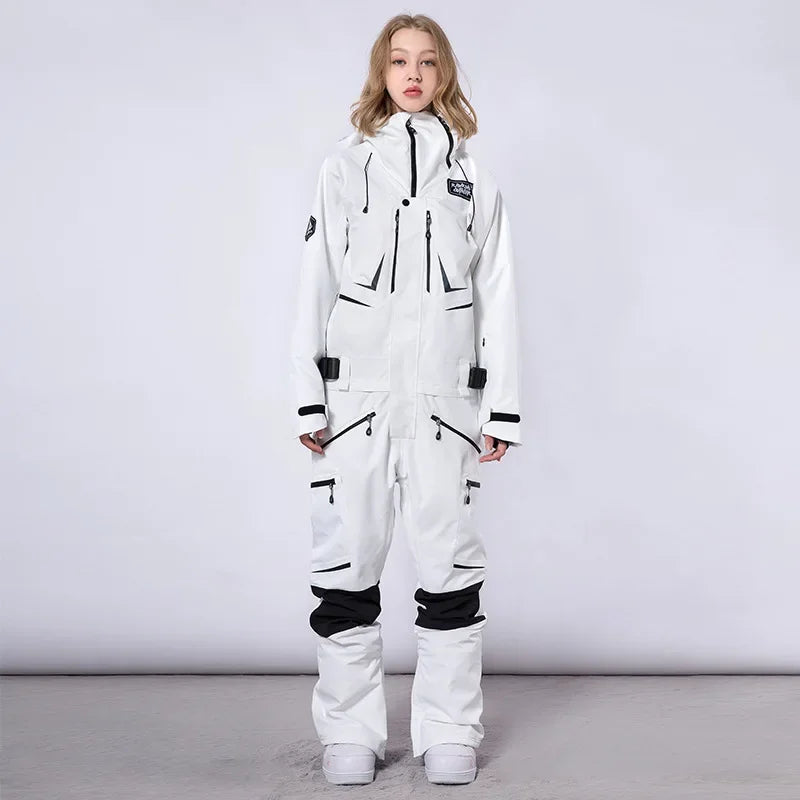Traje de nieve de una pieza para hombre y mujer, mono de esquí cálido impermeable para exteriores, ropa femenina a prueba de viento para Snowboard de montaña, novedad de invierno de 2024