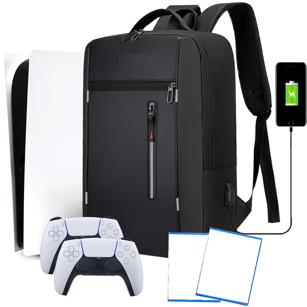Bolsa de almacenamiento multifuncional, mochila para consola de juegos para consola PlayStation 5, Estuche de transporte de viaje con puerto USB para accesorio PS5