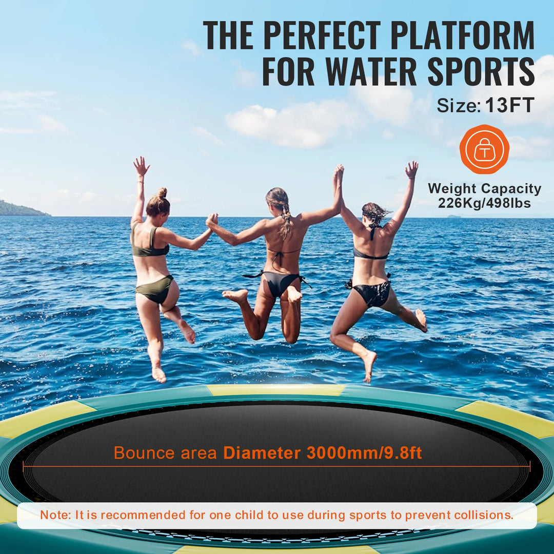 VEVOR-trampolín de agua recreativo, bóveda de agua inflable de 13 pies, plataforma de natación de rebote portátil, rebote flotante para niños y adultos