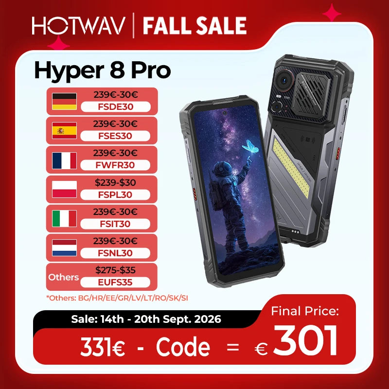 HOTWAV Hyper 8 Pro 6.8'' 2K 120Hz Display 5G Octa-core Rugged Smartphone 125dB Lound Speaker 12000mAh Mega Battery 55W Fast Charging Mobile Phone 108MP+32MP+20MP Camera 12GB RAM 512GB ROM 4K Video Recording Android 15 Cellpho