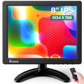 Monitor de escritorio pequeño Eyoyo de 8 pulgadas (1024 × 768) con función de giro de imagen; monitor de seguridad para cámaras de CCTV; pantalla LCD para montaje en pared con puertos HDMI, VGA, BNC, AV y USB